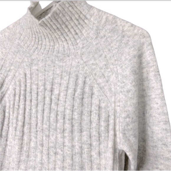 Topshop Wool Turtleneck crop Sweater XSMALL Grey pullover Marled long sleeve NEW - Picture 4 of 10